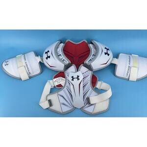 Under Armour Revenant Shoulder Pad Youth Medium REV18PSPM-M-WHT-RED LACROSSE